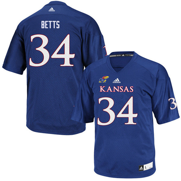 Men #34 Nate Betts Kansas Jayhawks College Football Jerseys Sale-Royal